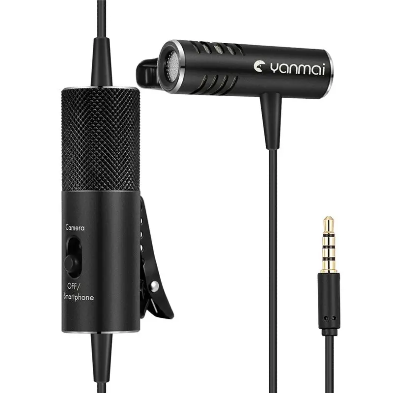 Micrófono Lavalier Yanmai con Cable Largo, Micrófono Lavalier con Cable para Cámara