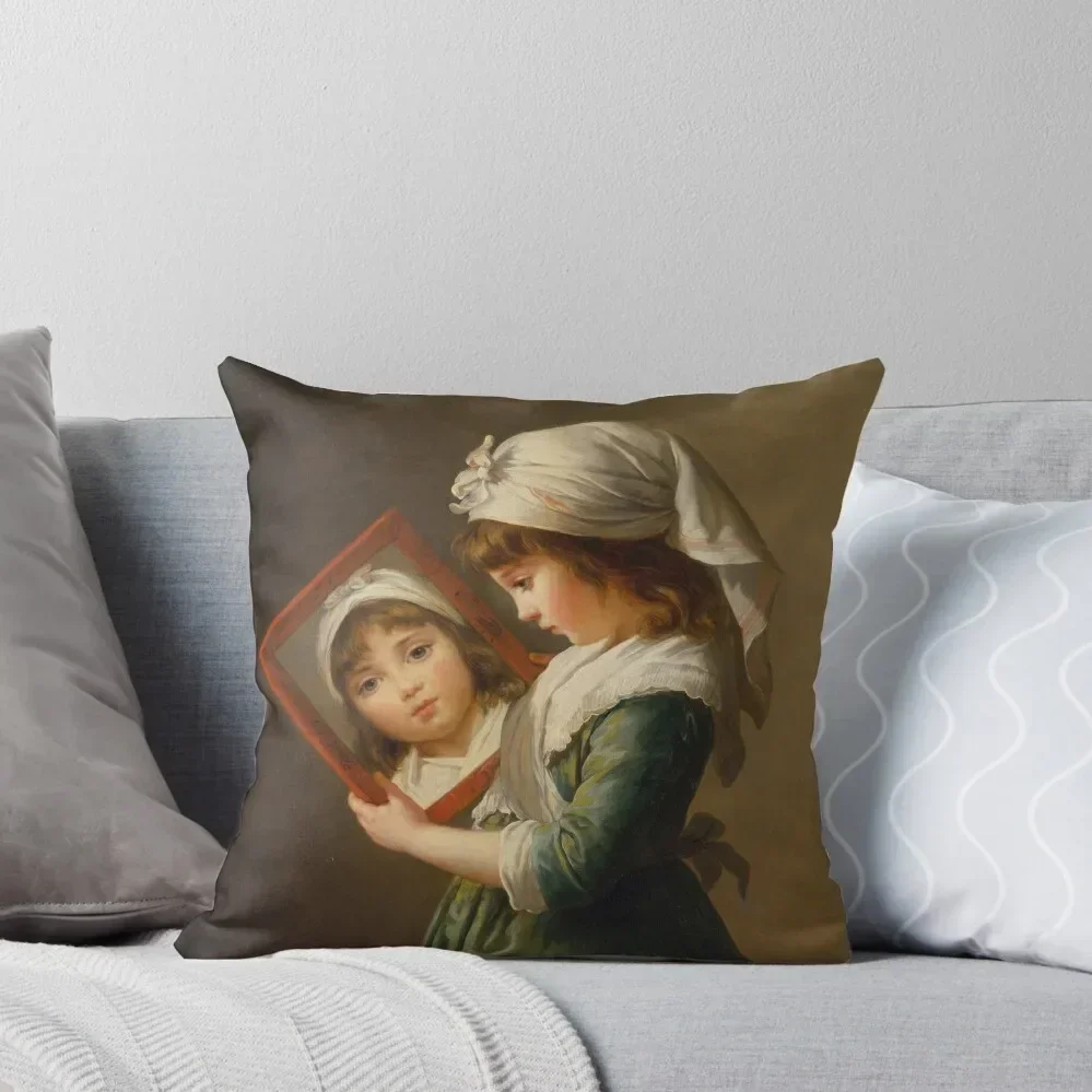 

Julie Le Brun Looking in a Mirror Elisabeth Louise Vigee Le Brun 1787 French Nursery Art Throw Pillow Pillows Aesthetic pillow