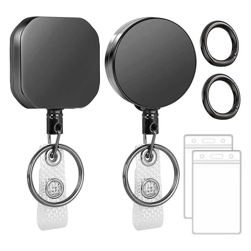 

Retractable Badge Holders Reel With Plastic ID Card Holders Reinforced Wire Cord Badge Holders For Office Worker Student