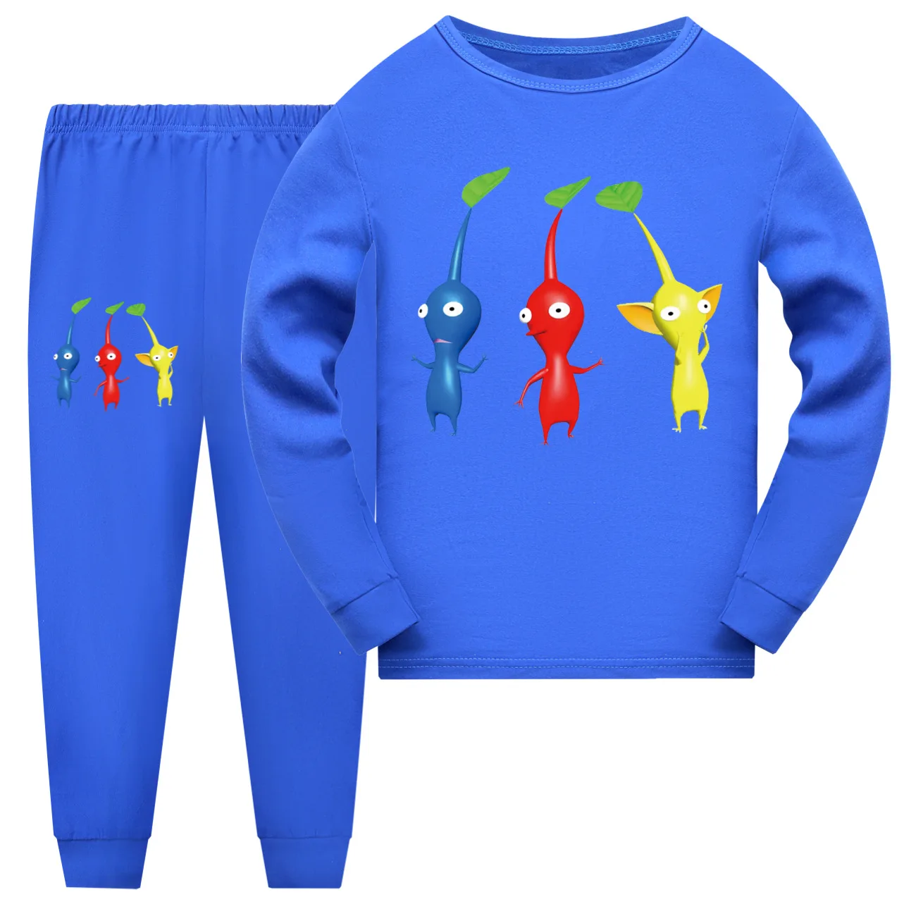 Pikmin 4 Costume Kids Long Sleeve Pajama Sets Baby Girls Long Sleeve Tshirt Pants 2pcs Sets Boys Casaul Sleepwear Children\'s Set