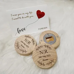 Custom Engraved Round Wooden Beer Bottle Opener with Magnet, Refrigerator Magnet Bottle Opener for Kitchen Gathering Party
