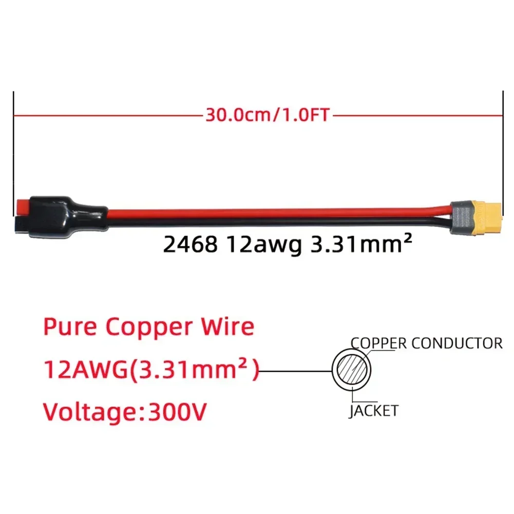 For Anderson To Female Adapter Cable 12awg 2 Cores Battery Cable 30cm 91.5cm Environmentally Friendly Connector Plug Set