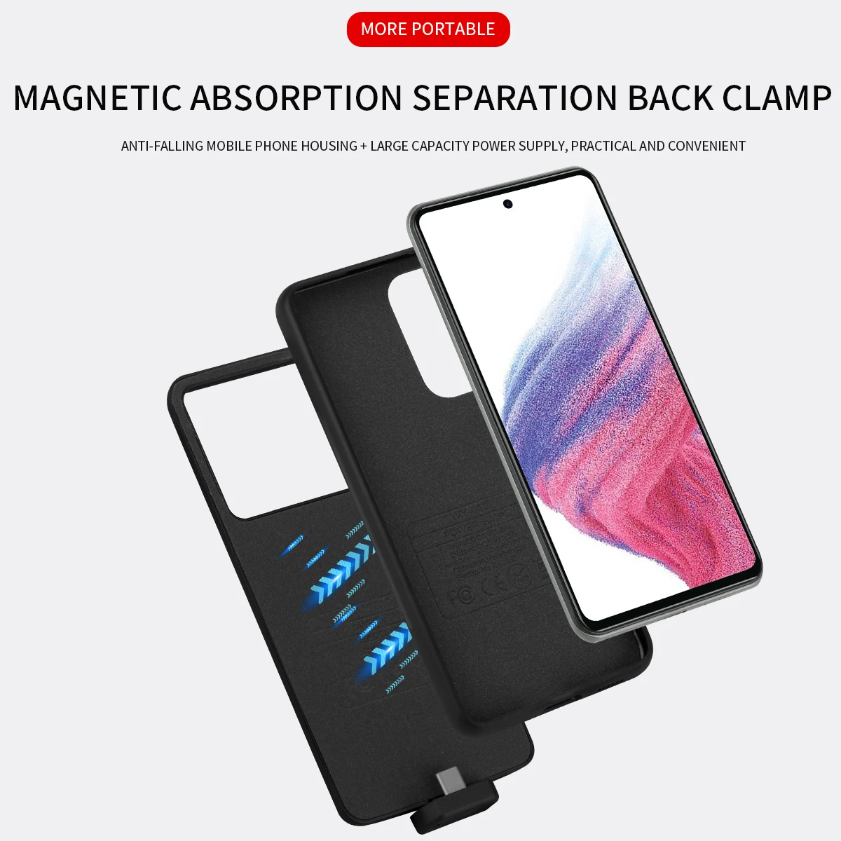 الذكية شاحن بطارية الحالات لسامسونج غالاكسي A53 A52 A52S 5 جرام المحمولة المحمولة قوة البنك بطارية خارجية شحن غطاء صندوق