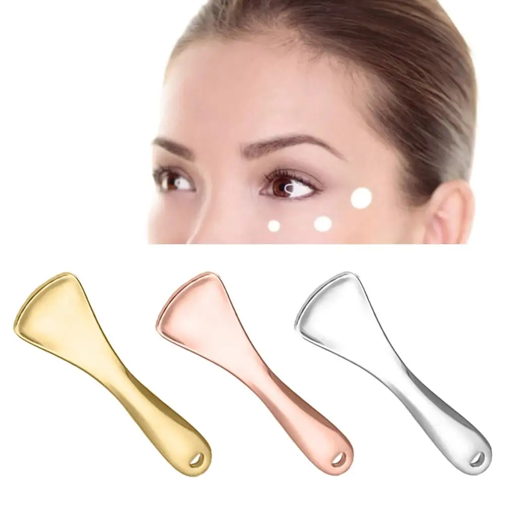 1pcs Metal Zinc Mini Cosmetic Spatula Curved Scoop Mask Eye Body Makeup Spoon Face Stick Gold Cream Silver Makeup Tools Cre S3P6