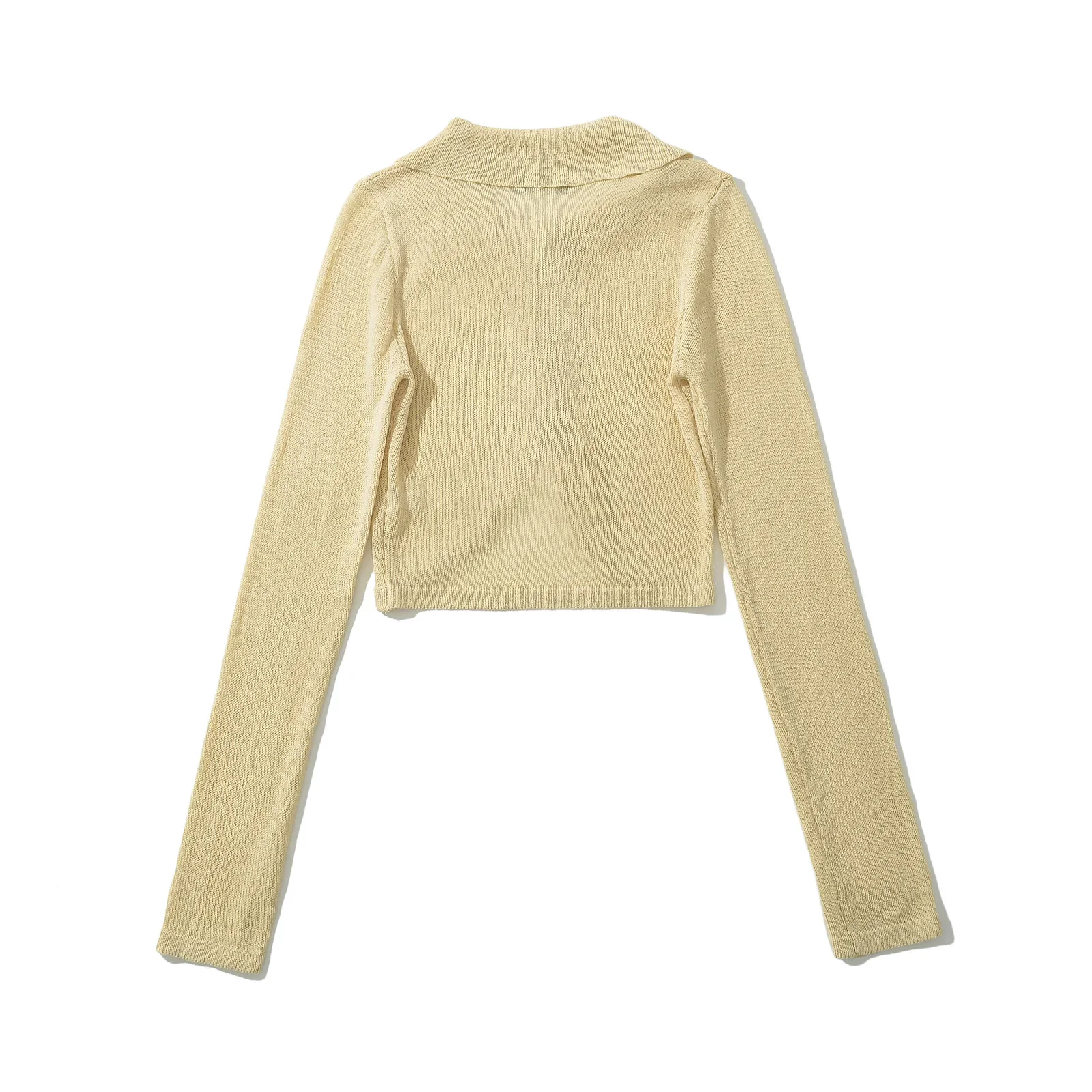 Faionable tricoté Cardigan pull pour femme H285 col rabattu 3 boutons rue Sle Long Sve longueur régulière