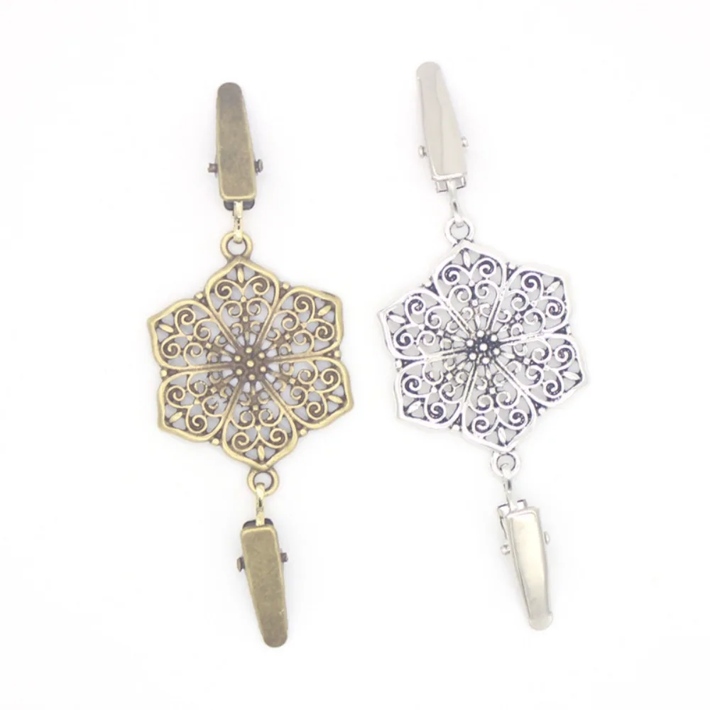 Retro Hollow Snowflake Shawl Clips Cinch Clip Waist Cincher Clips for Girls Women's Cardigan Sweater Dress Pants Tightener Clip