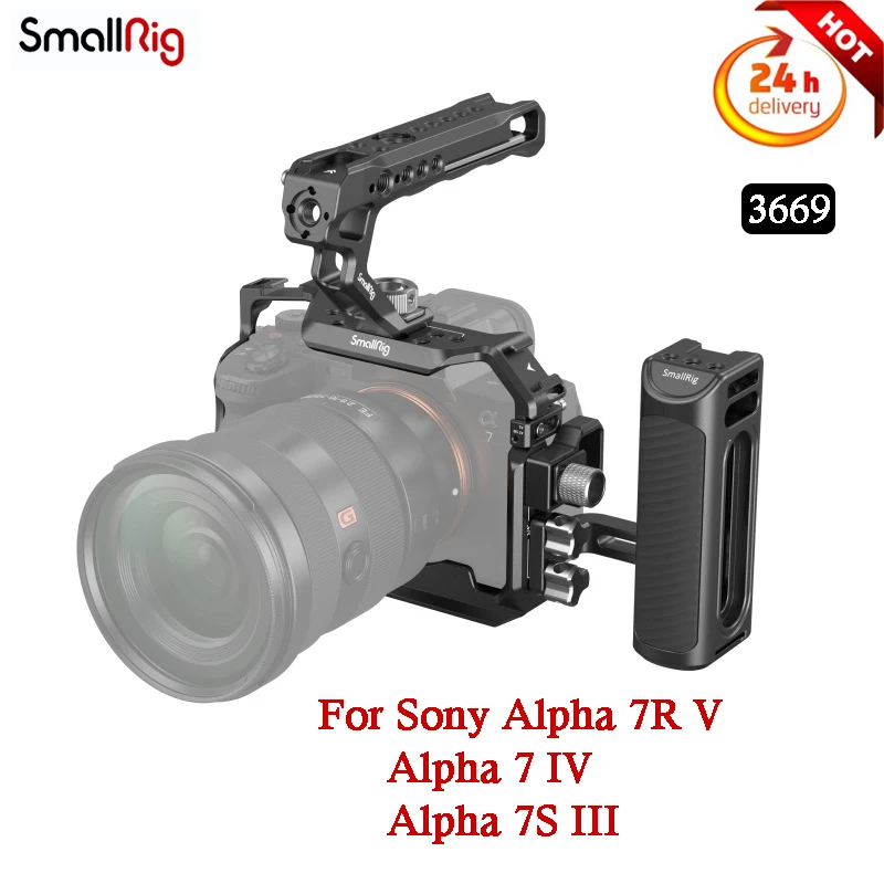 SmallRig Full DSLR Cage for Sony Alpha a7iv A7 IV / Alpha 7S III Advanced Cage Kit L-Bracket Baseplate for Sony A7IV A7m4 3669