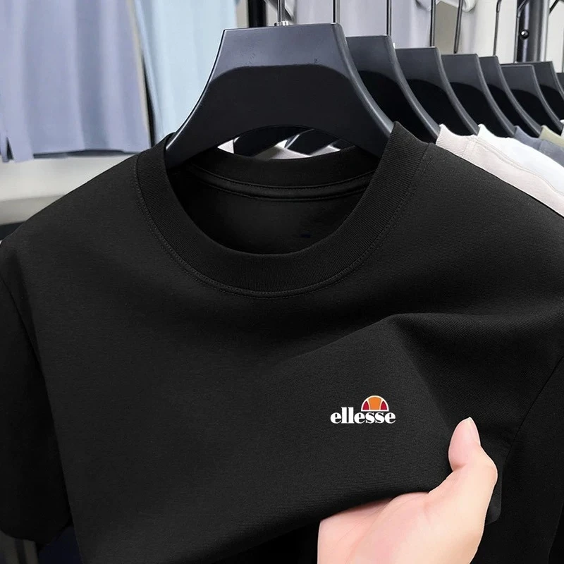 Highbrand men's round neck short sleeved T-shirt printed design top 2026 summer new cotton blend casual breathable T-shirt