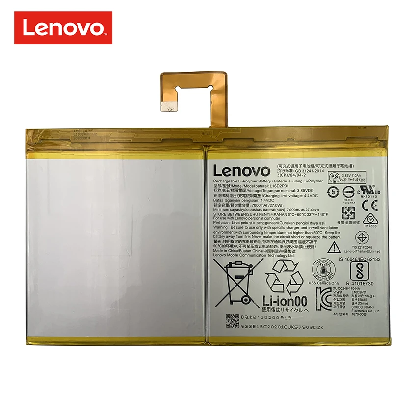 100% Original For Lenovo TAB4 10 REL PLUS TB-X304F TB-X704L TB-X704F TB-X304L TB X504F X504L L16D2P31 7000mAh Battery Batteries