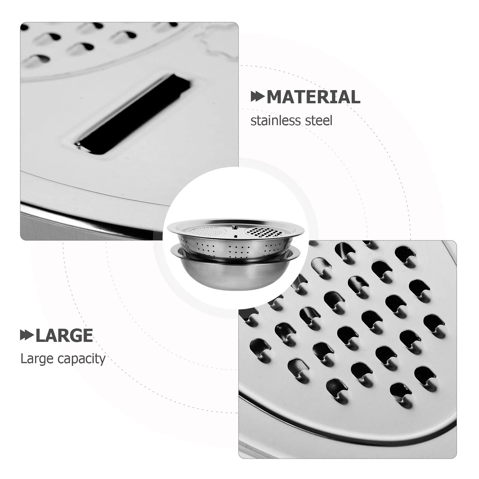 

Drainer Grater Metal Vegetables and Fruits Washing Draining Basket Multifunction with Strainer
