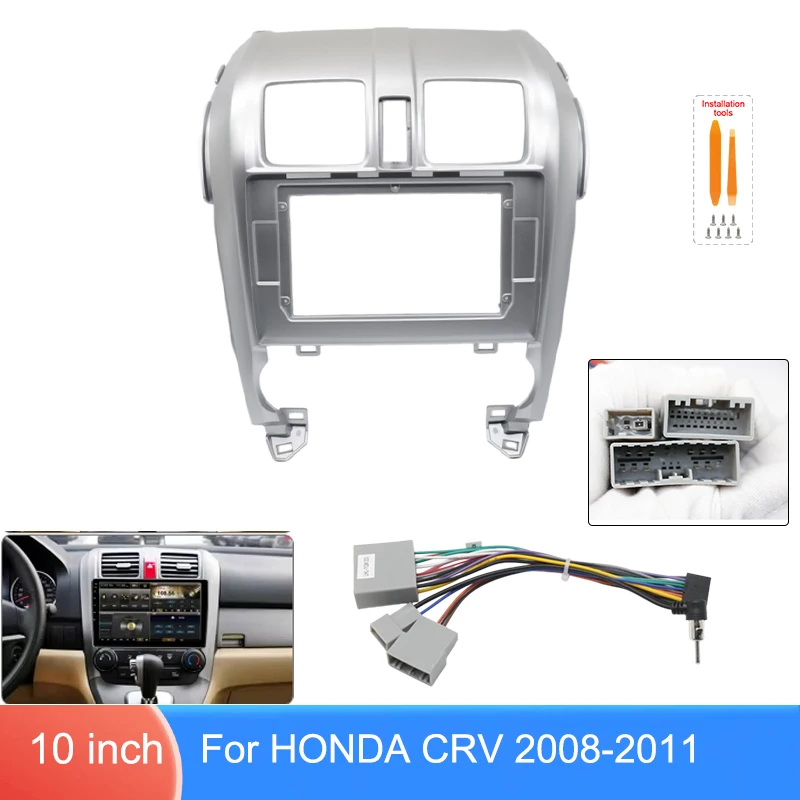 10 Inch Dashboard Panel For Honda CR-V 2008-2011 Center Console Stereo Installation Trim Optional Wiring Harness