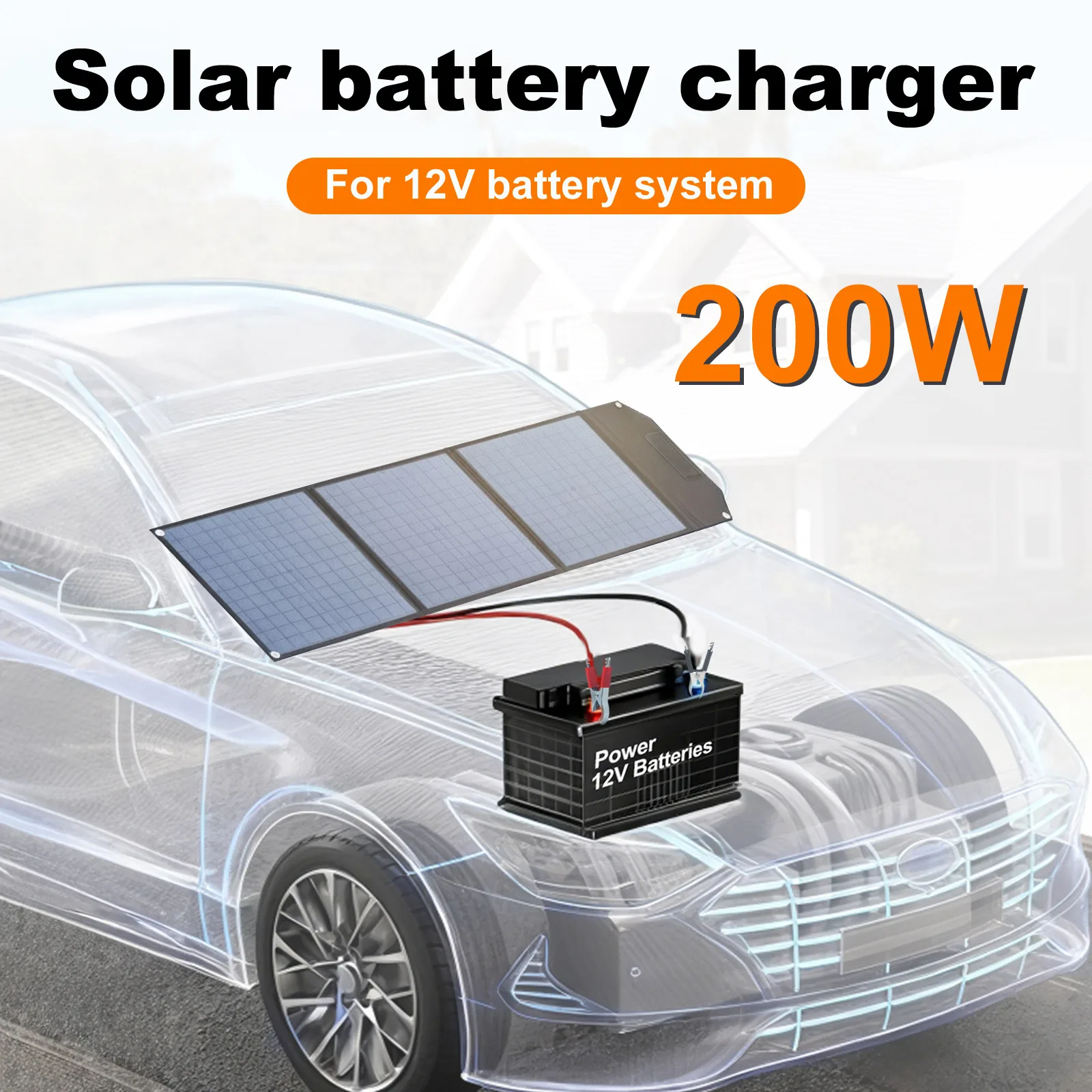 Leaorld 200W Solar Panel Charger, 18V DC 5521 35135 7909 5525 with Kickstands, Clips, 12V Battery Charger, Power Station,RV,Farm