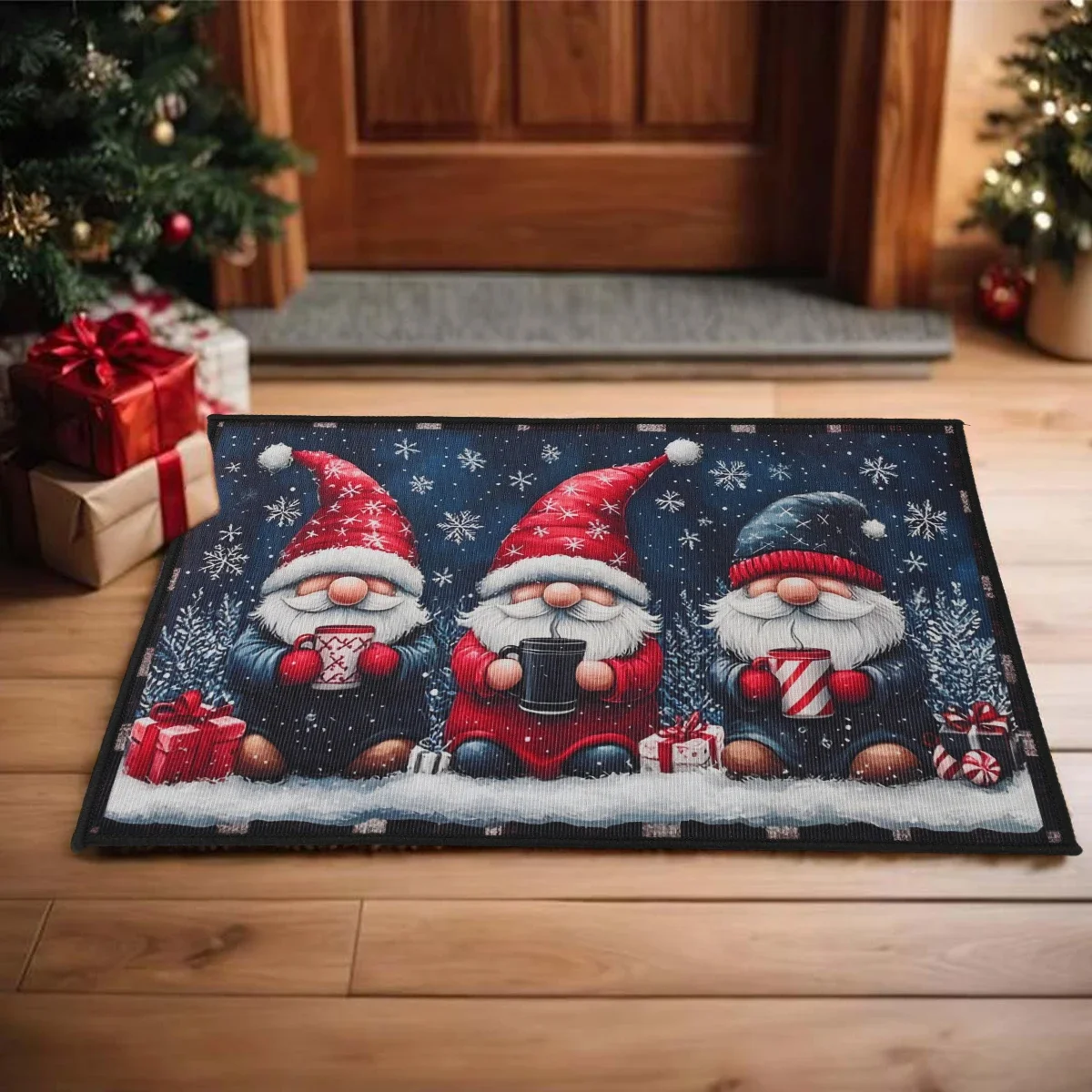 VIKAMA Fußmatte mit Weihnachtsatmosphäre, schmutzabweisend und rutschfest, für den Eingangsbereich, Flur, Schlafzimmer, Eingang, Nachttisch, Heimdekoration