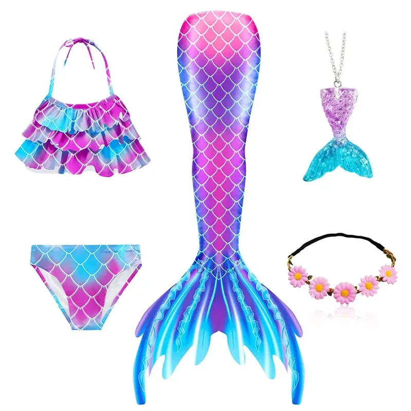 Girls Mermaid Tail Swimsuit for Swimming Kids the Little Mermaid Costume Cosplay Children's Beach Clothes Swim Bathing Suit