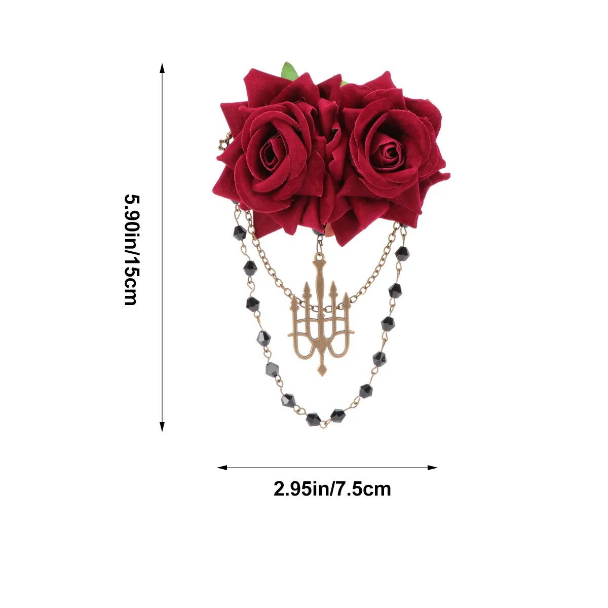 1Pcs Elegant Artificial Rose Brooch Pin for Wedding Bridal Dress Groom Suit Hair Clip Gothic Corsage Flower Dress Accessory