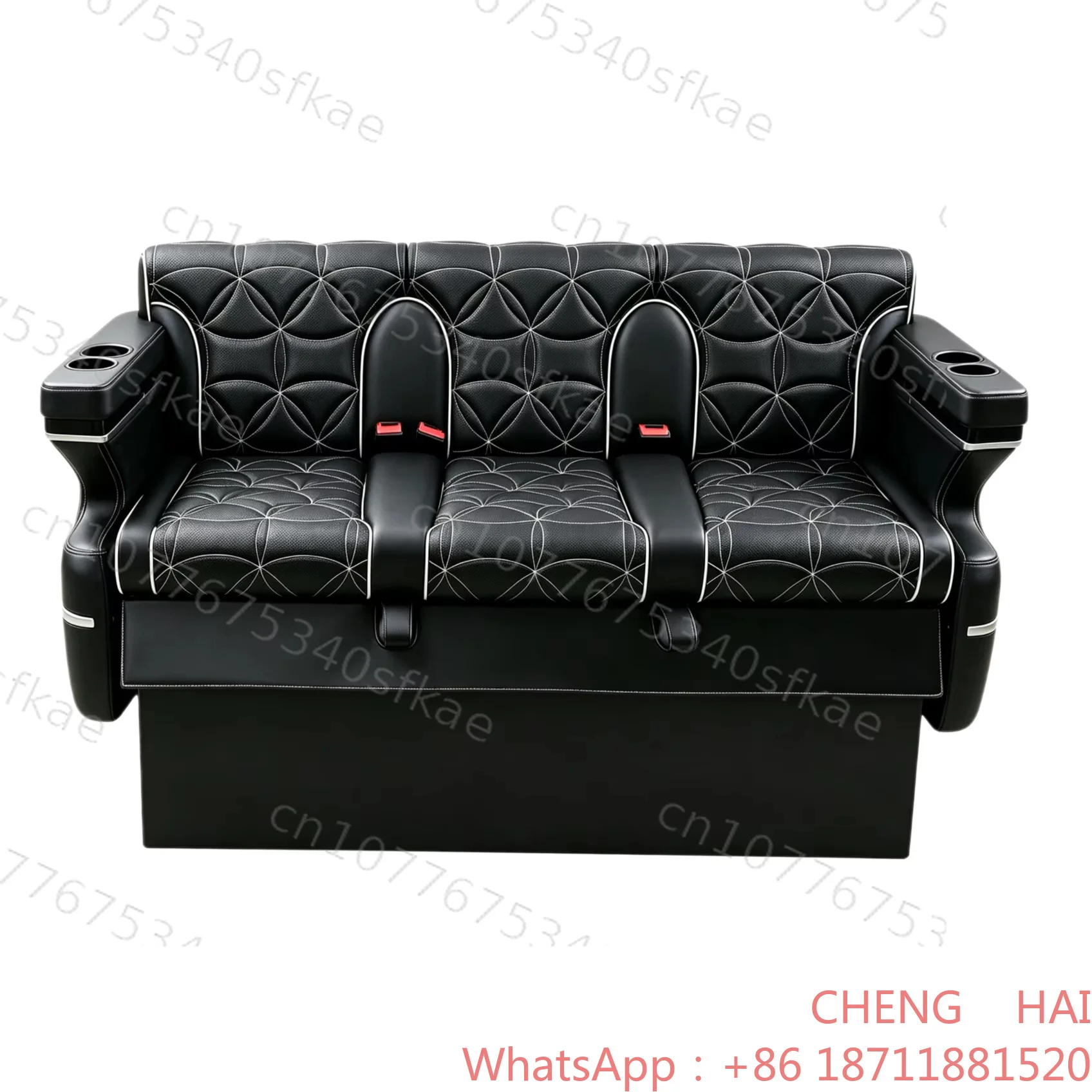 Customized CHENG HAI  Electric Adjustable MPV Rear 3Passenger Sofa With Dual Armrest Cup Holders Car Modified Long Bench S