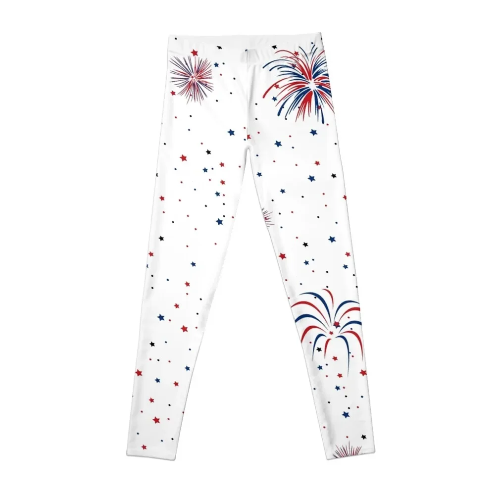 

4th of July Patriotic Fireworks And Stars Leggings Clothing fitness harem pants Training pants sportswear gym Womens Leggings