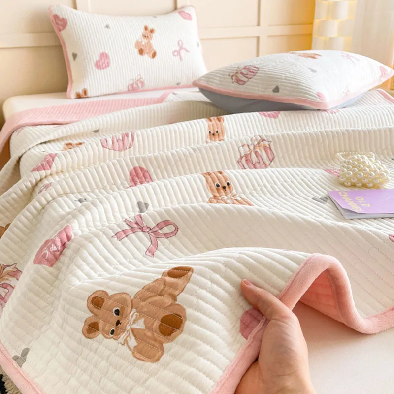 

A-Class Milk Velvet Quilted Printed Mattress Luxury Cartoon Pattern Non-Slip Mat Single Four Seasons Soft Cushion for Dorm Home