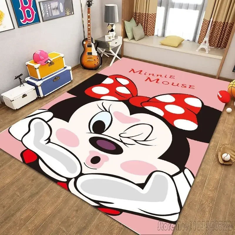 Disney Cartoon Mickey Mouse Minnie Rug Carpets 80x120cm Decor for Bathroom Kids Floor Mat Living Room Children's Bedroom Sofa