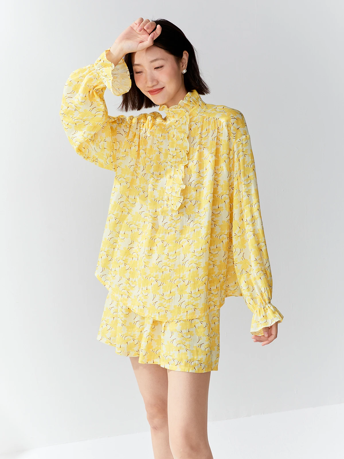 

OPOF Flax Print irt Women Loose orts Set Romantic Lace Trim Youthful Sweet 2024 Spring Summer New Arrival French Sle