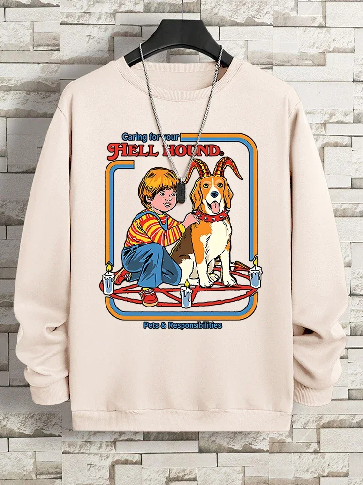 Halloween Kleidungs stück für Ihre Hölle Hound Print o Hals Sweatshirt O-Ausschnitt Pullover warme lässige Hoodies Herbst lose Sportswear Paar