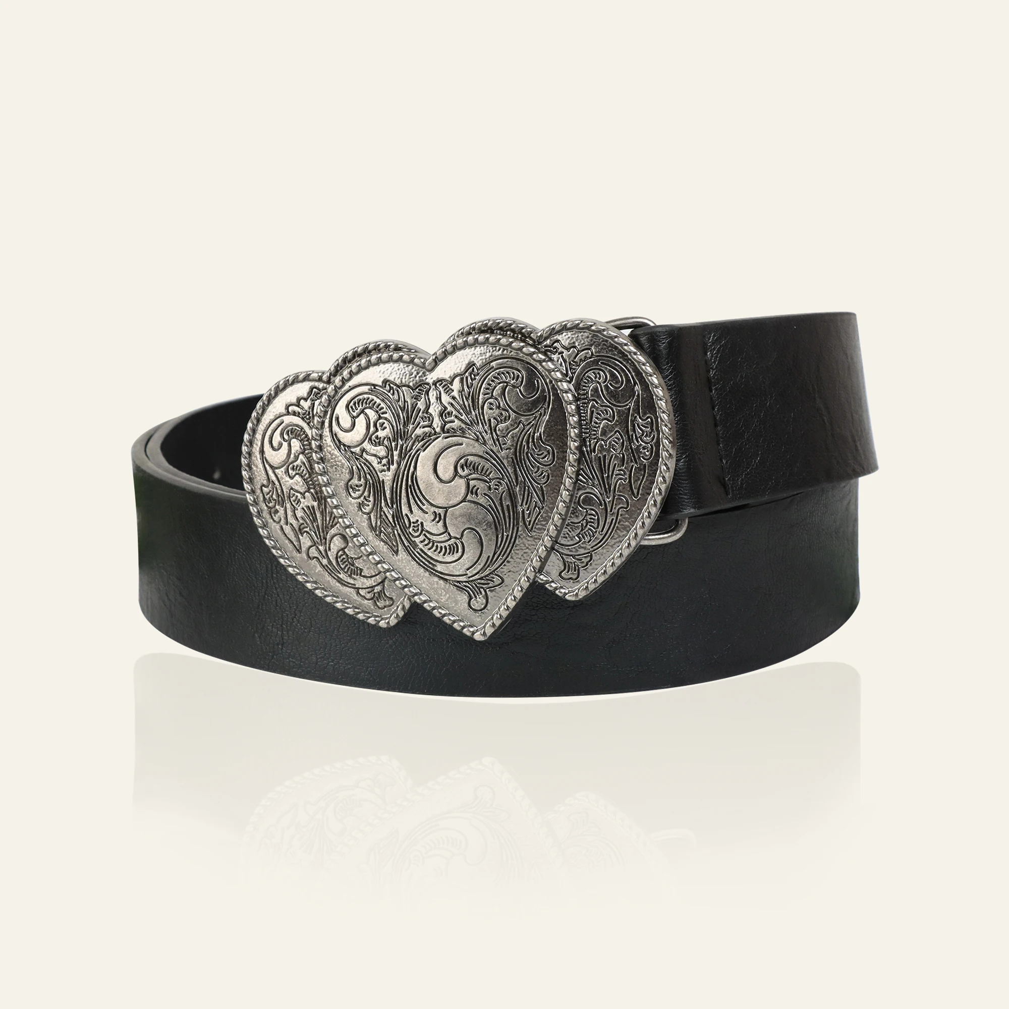 Vintage Heart Leather Belt Love Buckle Retro Embossed Belt Men\'s Pattern Belt Ethnic Belt Western Jeans Belt Goth