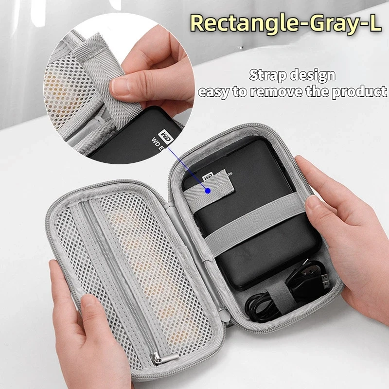 Hard Shell Digital Gadgets Storage Bag Portable USB Data Cable Organizer Earphone Wire Bag Power Bank Travel U Disk Zipper Bag