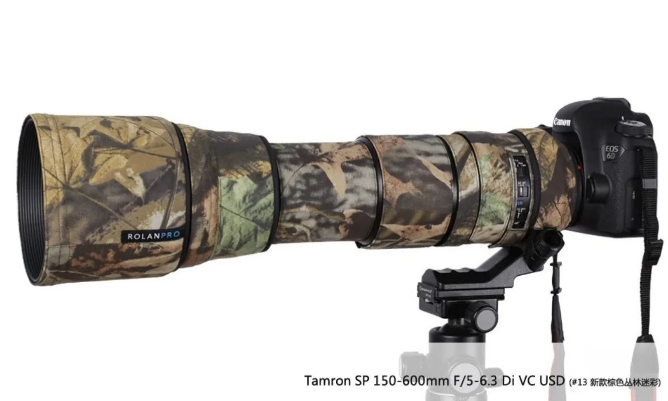 ROLANPRO Lens Camouflage Coat Rain Cover for Tamron SP 150-600mm F/5-6.3 Di VC USD (A011) Lens Protective Case Guns Sleeve Bag