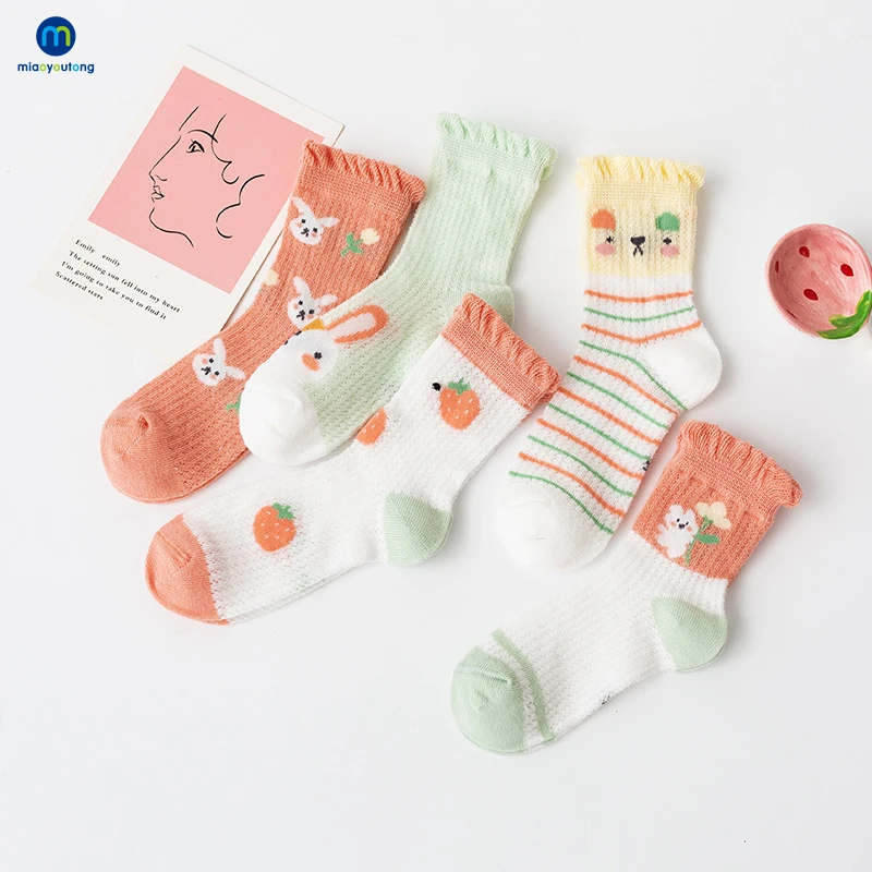 

5 Pairs/Lot Infant Baby Socks For Girls Cotton Newborn Summer Mesh Toddler First Walkers Kids Baby Boys Accessories Miaoyoutong