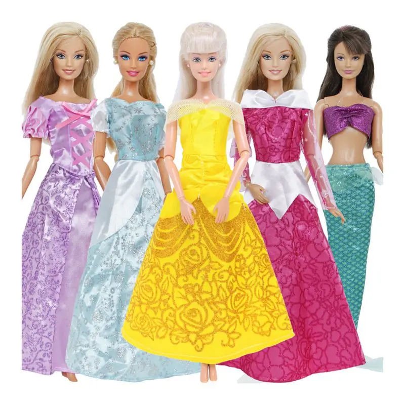 Barbie Frozen Princess Doll Clothes, Kawaii Fashion Dress, DIY Dressing Game Presentes, Brinquedos infantis, Envio rápido, 3 itens por lote