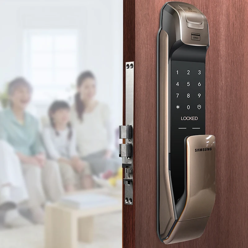 Push Pull Handle With Fingerprint Digital Smart Home Lock and Rfid Card Verification Samsung SHS-P718