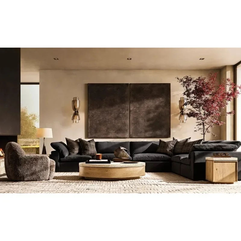 American solid wood high-end coffee table living room home tee table desktop marble cave stone design