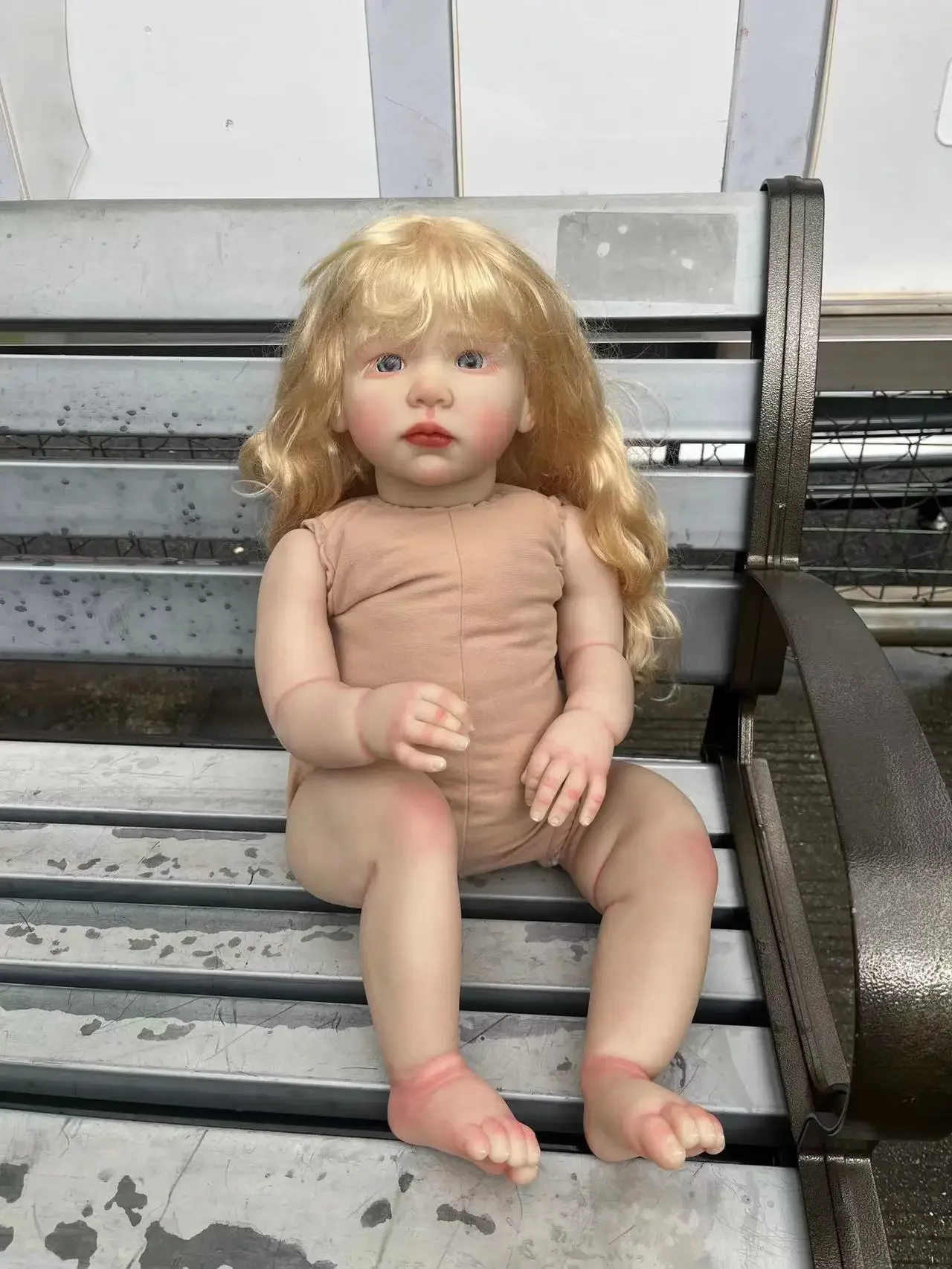 SINO-BB Customized Limited Supply 28inch Reborn Baby Doll Lily With Curly long Blond Hair DIY Part Painted Kits Christmas Gift