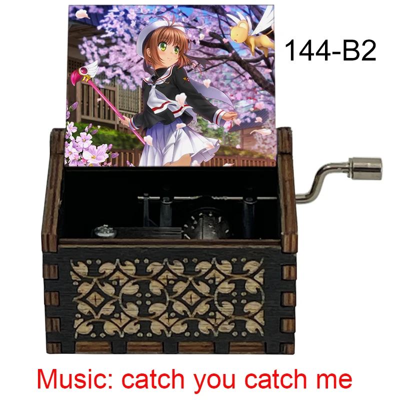 Card captor Anime Sakura Music CATCH YOU CATCH ME Wooden Mechanical Music Box Toys For Girls New year Christmas gift