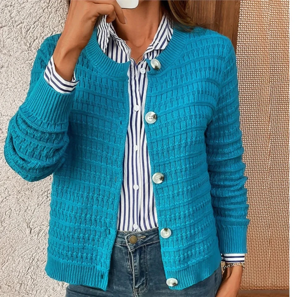 

Autumn New Knitted Long-sleeved Single-breasted Women's Tops Casual Wide Solid Color Versatile Female Sweater Coat 2025