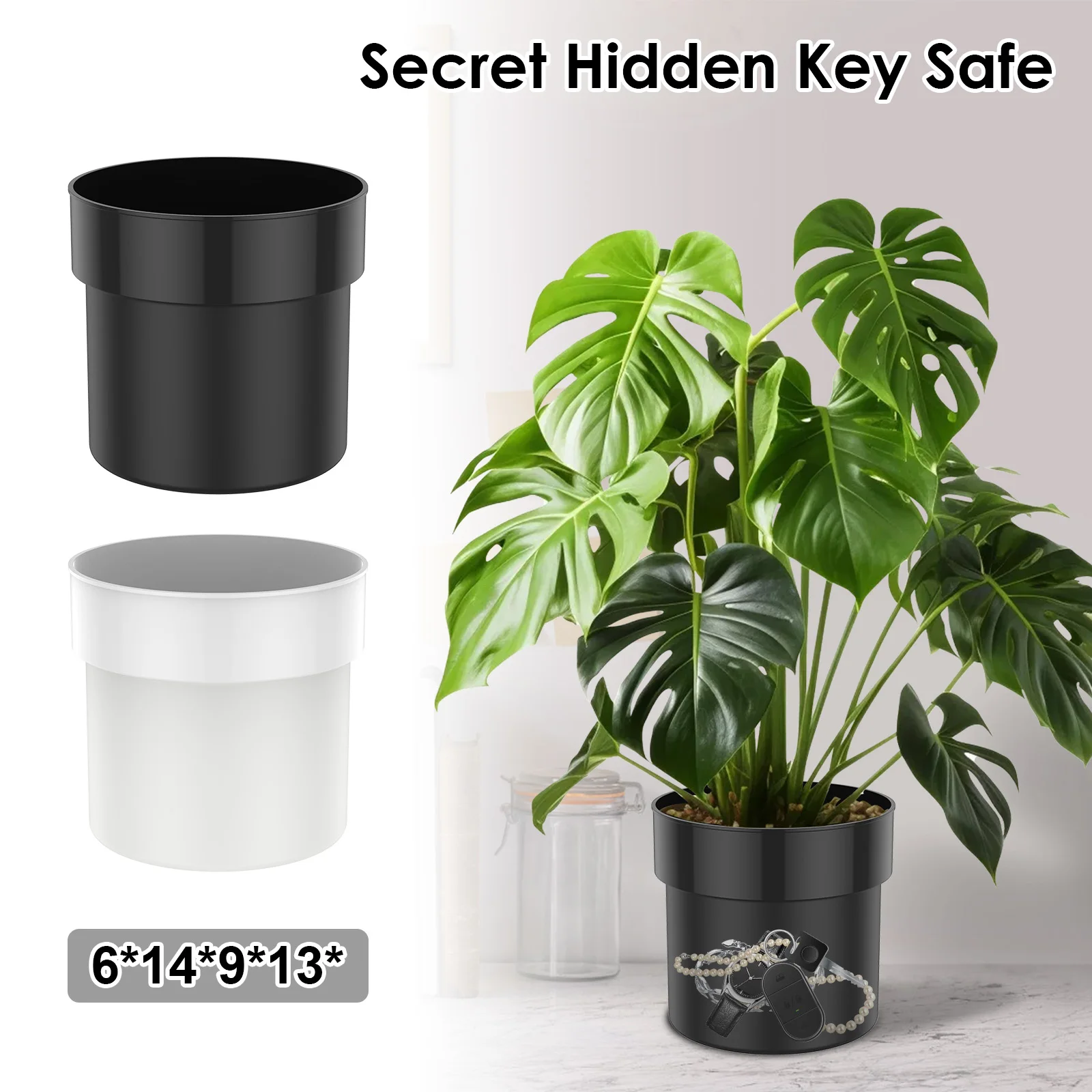 2 Layer Flower Pot Storage Box Hidden Safe Metal Flower Pot PiggyBank Decorative Secret for Hiding Cash Jewelry Key Ring Watches