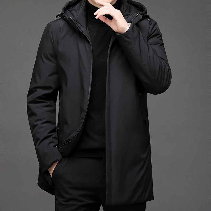 2024 new arrival winter jacket men sill-like cotton jackets mens fashion thicken warm hooded parkas trench coat male size M-4XL