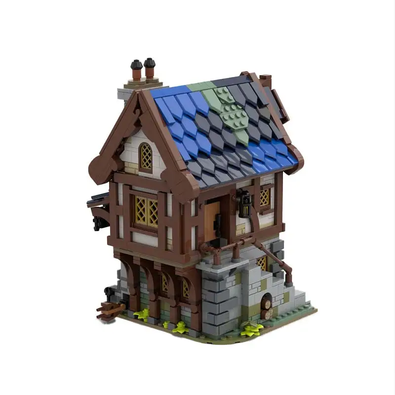 MOC Creative Urban Street View Blacksmith Modular Architecture Building Block DIY Assembly Originality Bricks Puzzle Toy Gifts
