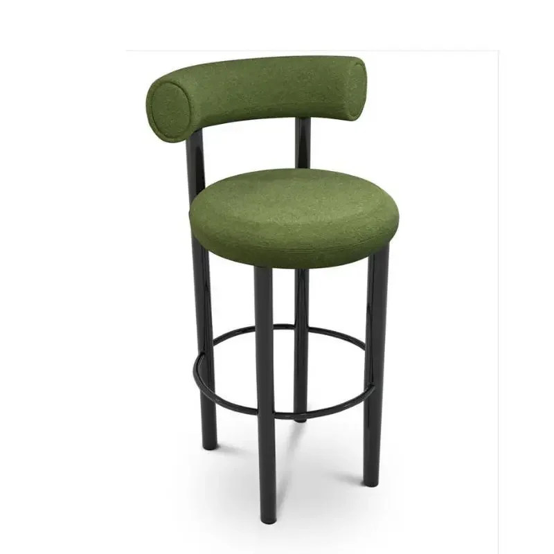 Restaurant light luxury soft bag back chair, Nordic metal dining chair high bar chair