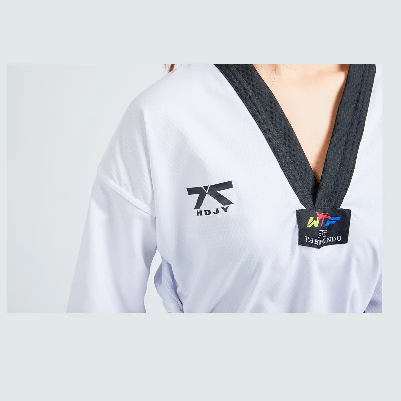 2023 TKD Clothing White Taekwondo Uniform WTF Karate Judo Set Children Adult Unisex Long Sleeve Breathable Mesh Panel