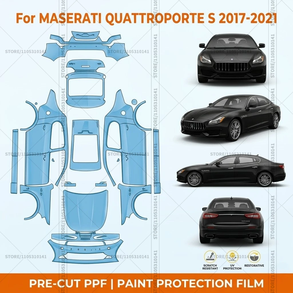 

Предварительно нарезанная прозрачная защитная пленка PPF для бампера, автомобильная прозрачная пленка для Maserati Quattroporte S 2017-2021