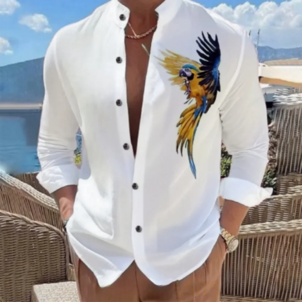 

Mens Floral Print Long Sleeved Shirt Fashionable Casual Social Party Lapel Button Up Shirt Comfortable Plus Size Roupa Masculina