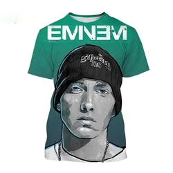 New Hot Selling Rap Singer Eminem Fashion Print T-shirt Rap Master Domineering Hip-hop Street Style Neutral Short-sleeved Tops