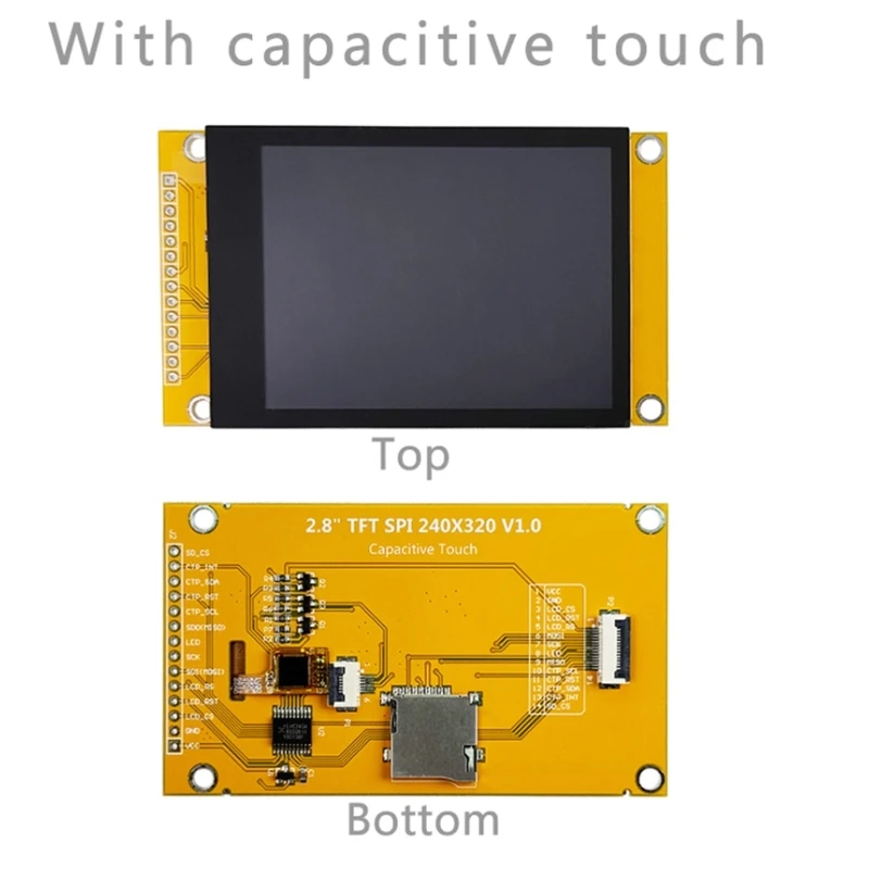 IPS 2.8 Inch ILI9341 FT6236 SPI Display 320*240 Full View Super Capacitive Touch panel Esp32 Insertion socket plug in type