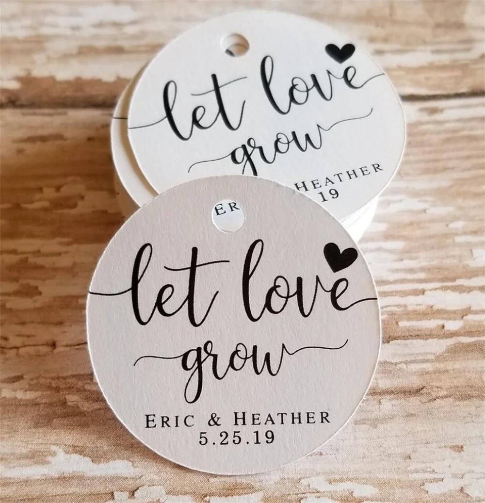 50pcs let love grow, plant tag, Wedding Tag, Favor, Bridal Shower, Baby Shower, Thank you tag, 1.5