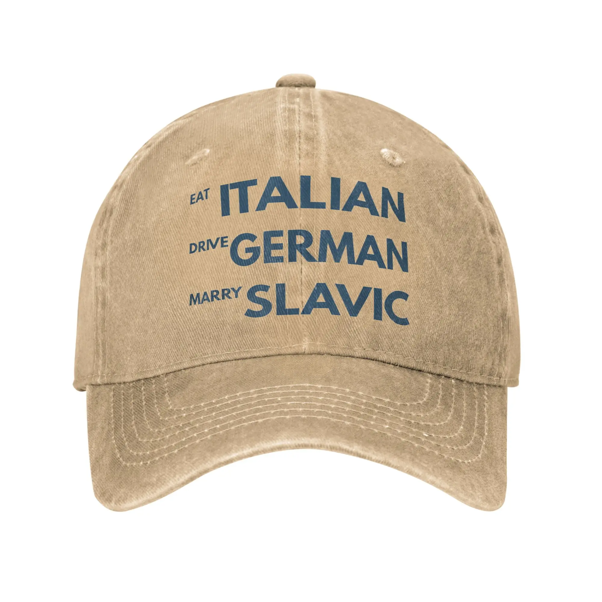 Casual Eat Italian Drive German Marry Slavic Baseball Caps Unisex Distressed Denim Snapback Cap Driving Meme Outdoor Gift Hats