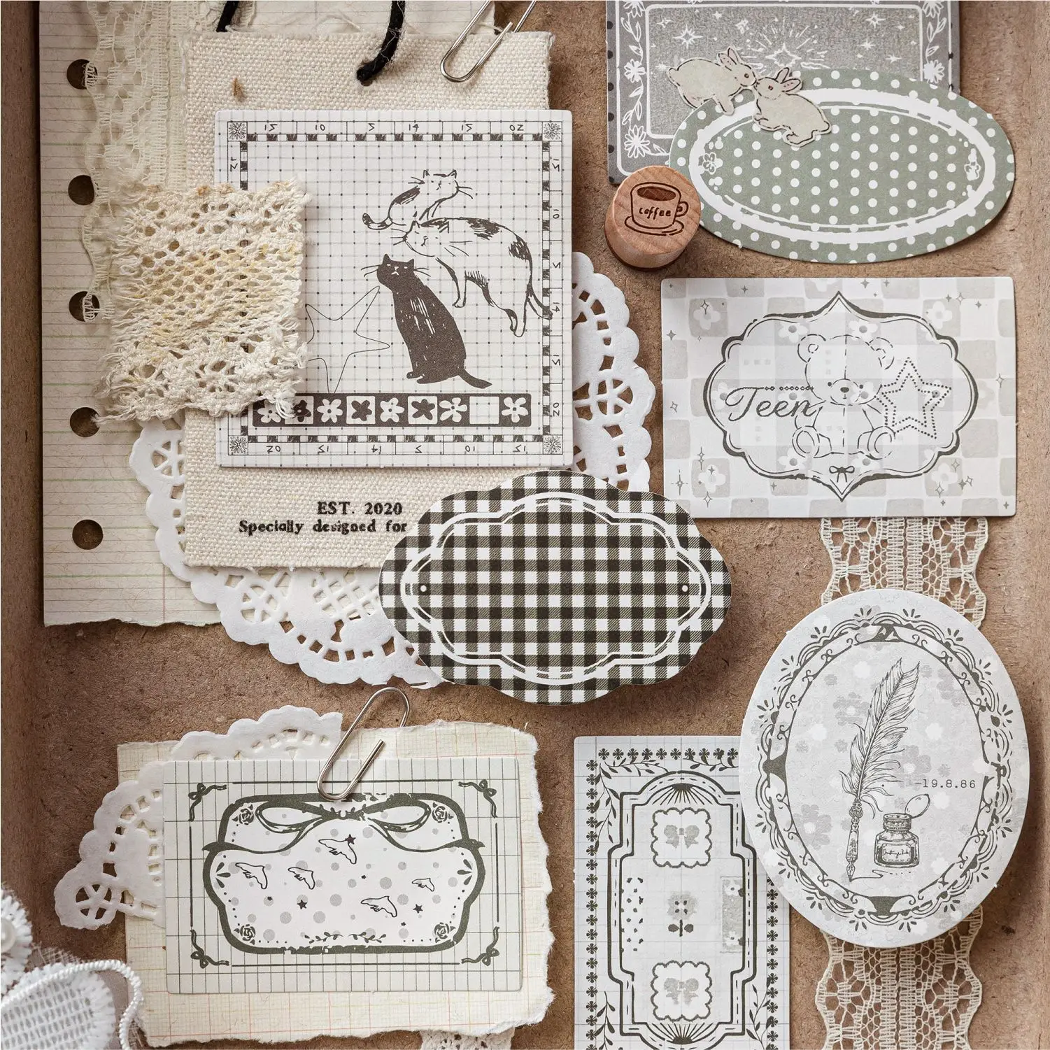 

50sheets/1lot Kawaii Scrapbook Stickers Border Rites Record Junk Journal Gold Planner Stationery Planner Decorative