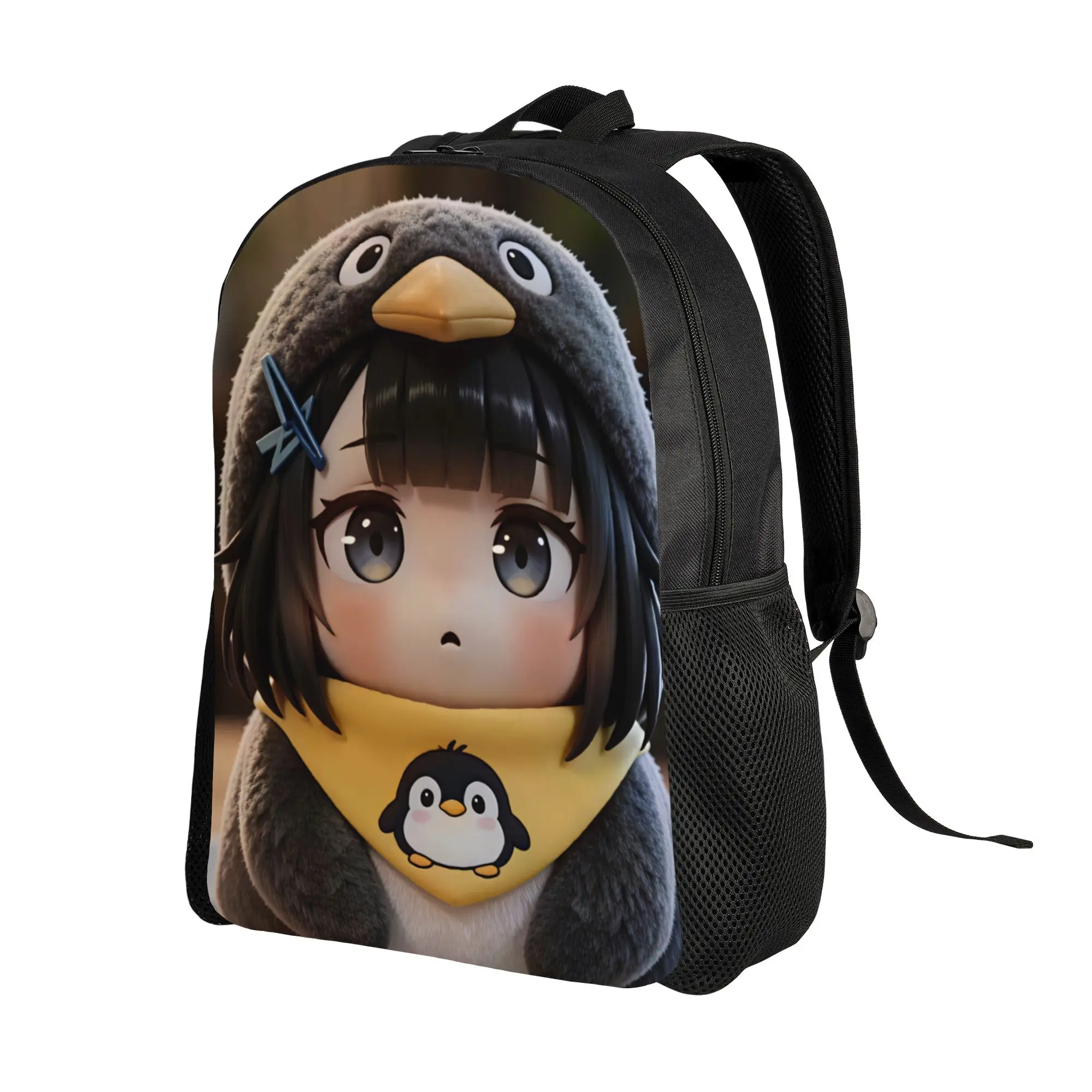 Gugu Gaga Penguin  Backpack  Men Polyester Sport Backpacks Big Elegant High School Bags Rucksack
