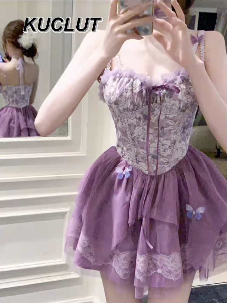 

Summer Pure Desire Sweet Girl Heavy Industry Waist Thin Suspender Short Dresses New Women's Irregular Thin Elegant Dress