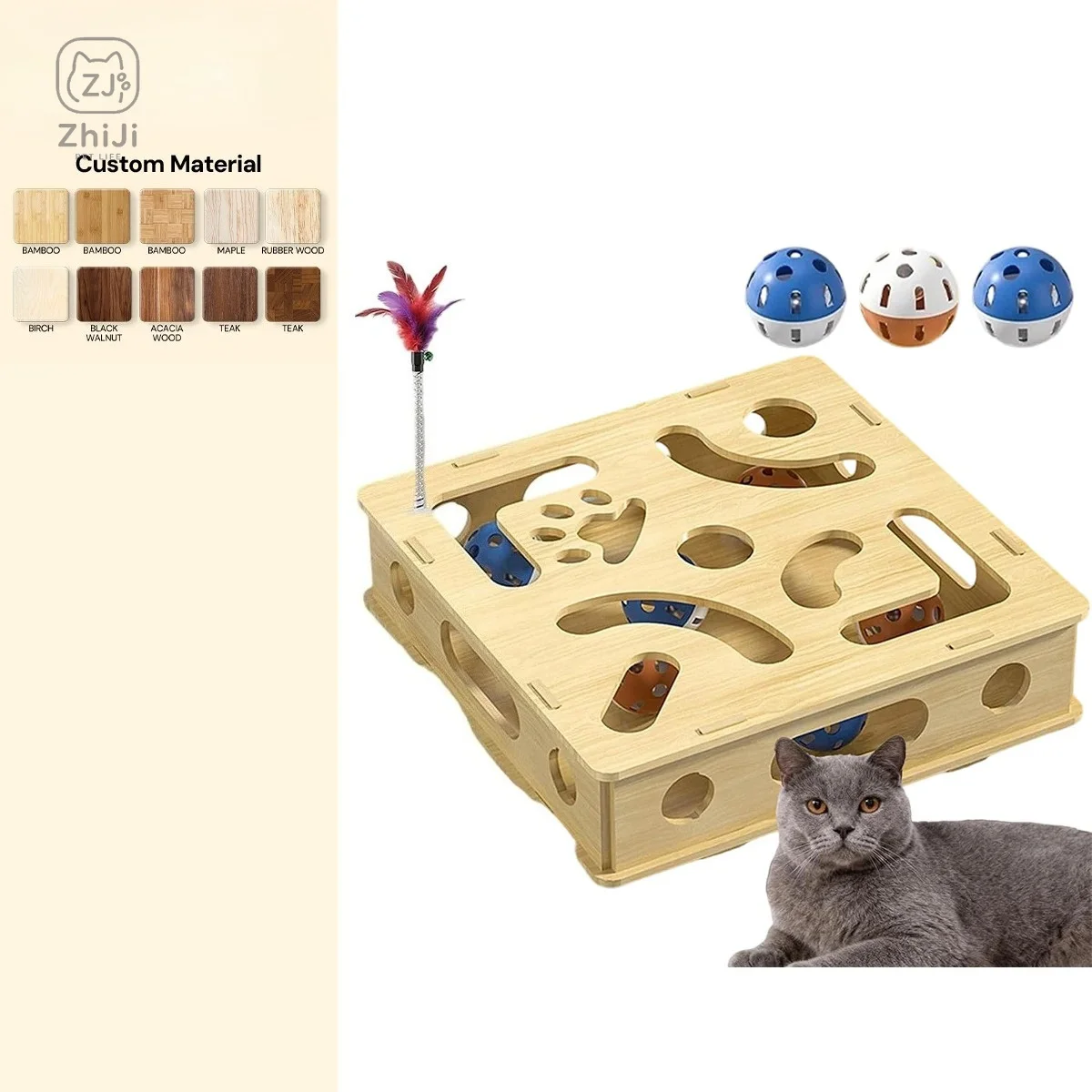 Cat Scratch Puzzle Enrichment Box Cat Nail File Enrichment Box Sandpaper Inside for Indoor Cats Scratching